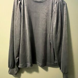 LOFT Sage Green Velour Long Sleeve Top Small NWT